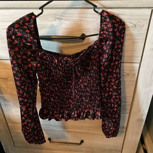 Black & Red floral top